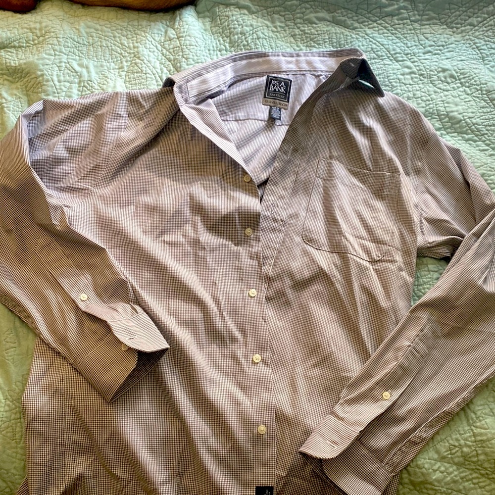 JOS. A. BANK (never worn!) tech button up long sleeve black & white mens shirt